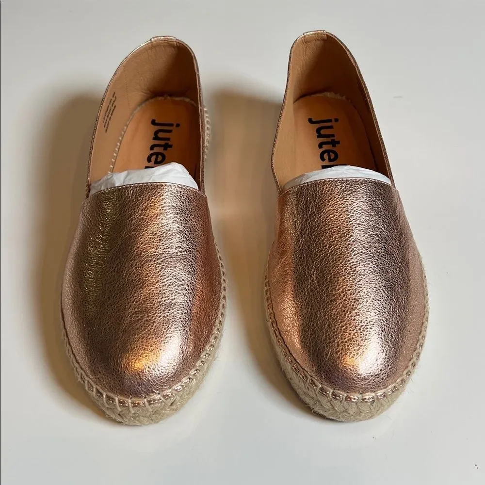 JUTELIA Women’s Made in Spain Espadrilles - Leather Rosegold